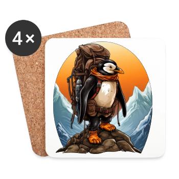Pingouin Alpiniste / Pingouins de randonnée - Dessous de verre (lot de 4) - blanc - Devant