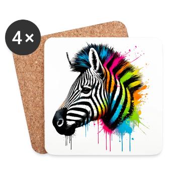 Zebra - Untersetzer (4er-Set) - Weiß - Vorne
