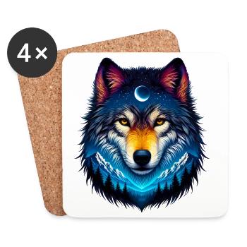 Loup - Dessous de verre (lot de 4) - blanc - Devant