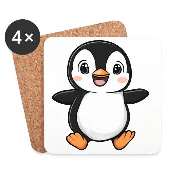 Mignon Adorable Pingouin - Conception de dessin animé charmant - Dessous de verre (lot de 4) - blanc - Devant