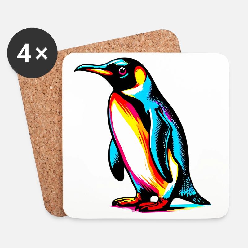 Pinguin - Untersetzer (4er-Set) - Weiß