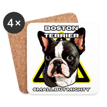 Chemise Boston Terrier Petit mais puissant - Dessous de verre (lot de 4) - blanc - Devant