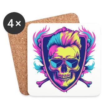 Punk Skeleton Party - Dessous de verre (lot de 4) - blanc - Devant