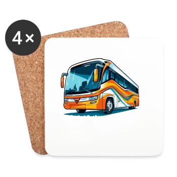 Bus flashy, rêve de chauffeur audacieux - Dessous de verre (lot de 4) - blanc - Devant