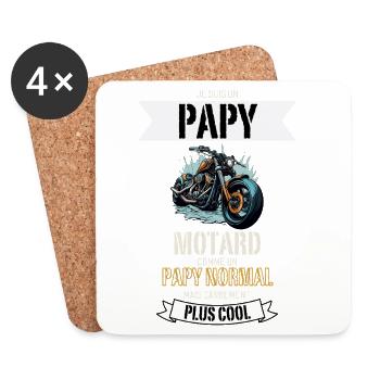 Papy Motard Plus Cool - Dessous de verre (lot de 4) - blanc - Devant