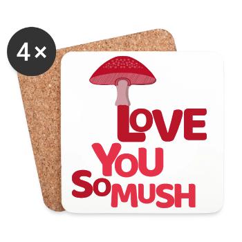 Je t’aime tellement Mush Valentine Champignon mignon - Dessous de verre (lot de 4) - blanc - Devant