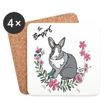 Be Happy Easter - Dessous de verre (lot de 4) - blanc - Devant