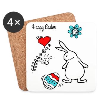 Happy Easter - Untersetzer (4er-Set) - Weiß - Vorne