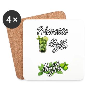 Princesse Mojito: Reine du Mojito - Dessous de verre (lot de 4) - blanc - Devant