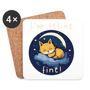 Feline Fine Moonlit Kitten - Coasters (set of 4) - white - Front