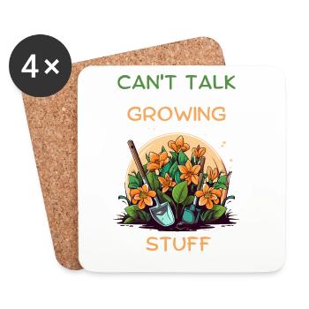 Cant Talk Growing Stuff Garden Floral Tee - Coasters (set of 4) - white - Front