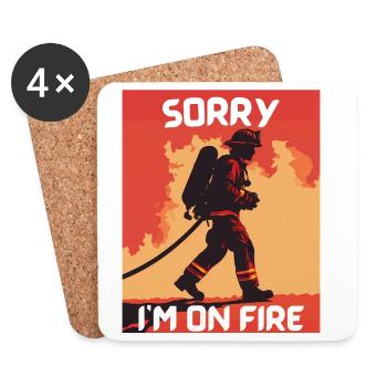 Firefighter On Fire - Coasters (set of 4) - white - Front