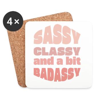 Sassy Classy Badass Typography Tee - Coasters (set of 4) - white - Front