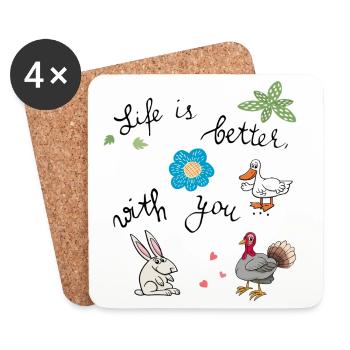 life is better with you - Untersetzer (4er-Set) - Weiß - Vorne