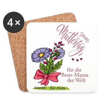 Muttertag, beste Mama der Welt - Untersetzer (4er-Set) - Weiß - Vorne
