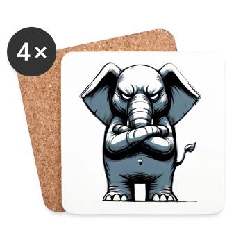 Elephant Bad Guy - Coasters (set of 4) - white - Front