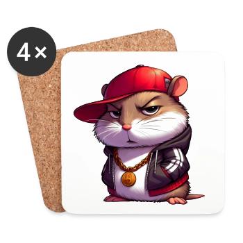 Hamster Hiphop - Untersetzer (4er-Set) - Weiß - Vorne