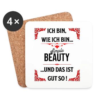 Rote Ornamentrahmen auf Schwarz - Untersetzer (4er-Set) - Weiß - Vorne