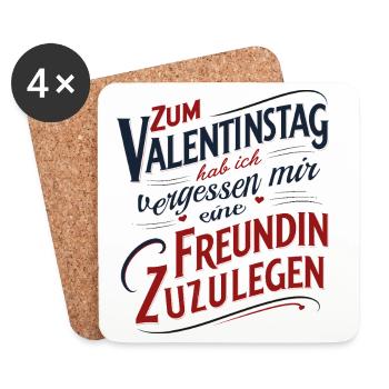 Saint-Valentin sans petite amie - Dessous de verre (lot de 4) - blanc - Devant