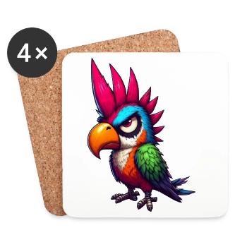Punk Parrot - Coasters (set of 4) - white - Front