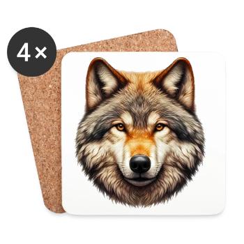 Wolf - Untersetzer (4er-Set) - Weiß - Vorne