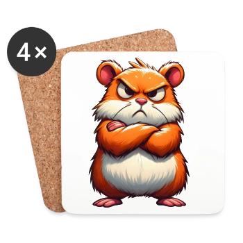 Grumpy hamster disgruntled - Coasters (set of 4) - white - Front