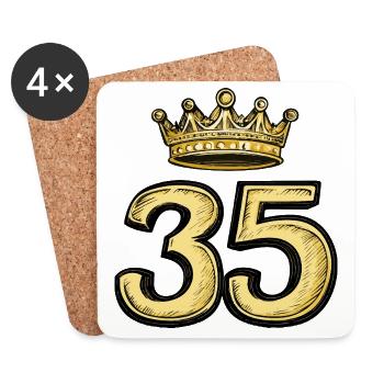 35 Zahl Krone - Untersetzer (4er-Set) - Weiß - Vorne