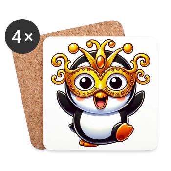 Mardi Gras Penguin Mask Carnival Disguise - Coasters (set of 4) - white - Front