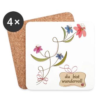 You're wonderful, flower tendril - Coasters (set of 4) - white - Front