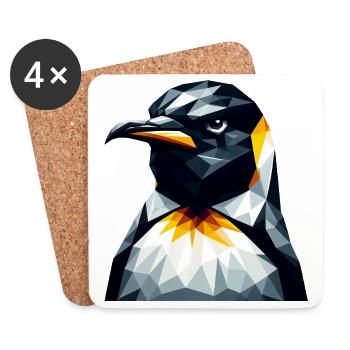 Geometric Penguin Polygon Math Art - Coasters (set of 4) - white - Front