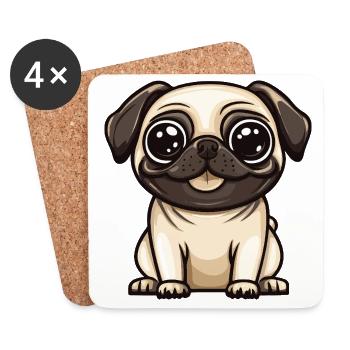 Pug Hund Niedlich - Untersetzer (4er-Set) - Weiß - Vorne
