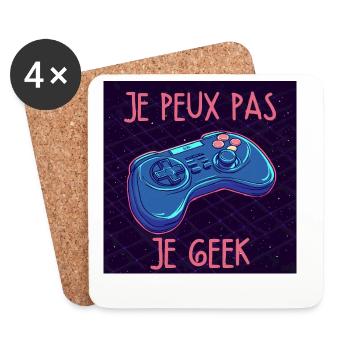 Je peux pas je geek — Manette neon - Dessous de verre (lot de 4) - blanc - Devant