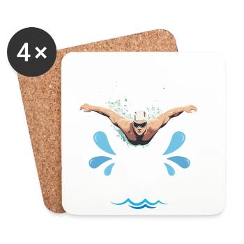 J'y peux pas, j'ai piscine - Dessous de verre (lot de 4) - blanc - Devant