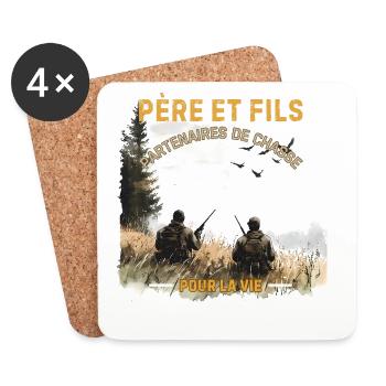 Père et Fils Chasse Ensemble - Dessous de verre (lot de 4) - blanc - Devant