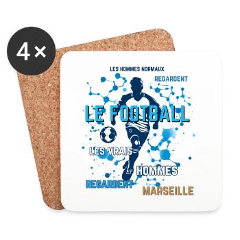 Football Bleu Marseille - Dessous de verre (lot de 4) - blanc - Devant