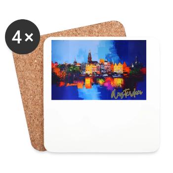 Amsterdam urbane, farbenfrohe Reflexionen - Untersetzer (4er-Set) - Weiß - Vorne