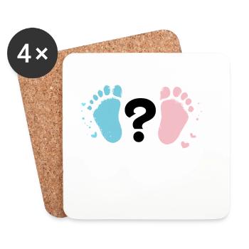 Pastel Baby Footprints and Question - Coasters (set of 4) - white - Front