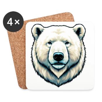 White polar bear - Coasters (set of 4) - white - Front