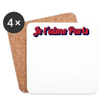 Je t'aime Paris Script with Blue Shadow - Coasters (set of 4) - white - Front