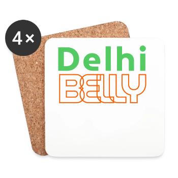 Delhi Belly Neon Logo Tee - Coasters (set of 4) - white - Front