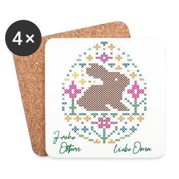 Osterei und Osterhase - Untersetzer (4er-Set) - Weiß - Vorne