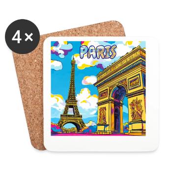 Paris Pop Art : Paysage onirique de l’arc Eiffel - Dessous de verre (lot de 4) - blanc - Devant
