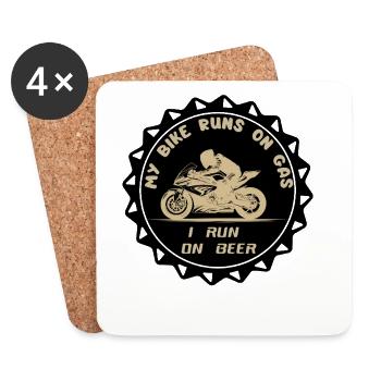 Bike Runs on Gas, I Run on Beer - Coasters (set of 4) - white - Front