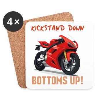 Kickstand Down Bottoms Up Moto - Dessous de verre (lot de 4) - blanc - Devant