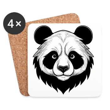Panda Gesicht Illustration - Untersetzer (4er-Set) - Weiß - Vorne