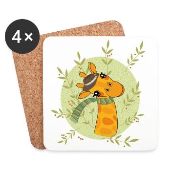 Giraffe im Frühling - Untersetzer (4er-Set) - Weiß - Vorne