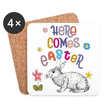 Joyeuses Pâques Lapin de Pâques - Dessous de verre (lot de 4) - blanc - Devant