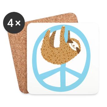 Faultier Peacezeichen - Untersetzer (4er-Set) - Weiß - Vorne