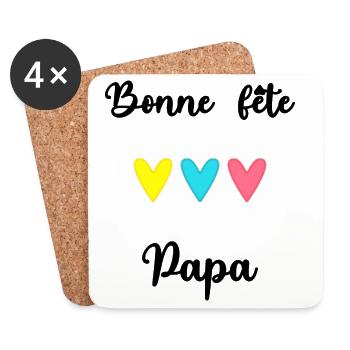 DAD. FATHER'S DAY. HAPPY FATHER'S DAY. HAPPY BIRTHDAY. - Coasters (set of 4) - white - Front