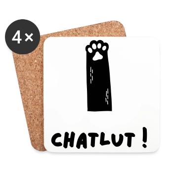 Le chat qui dit Chatlut - Dessous de verre (lot de 4) - blanc - Devant